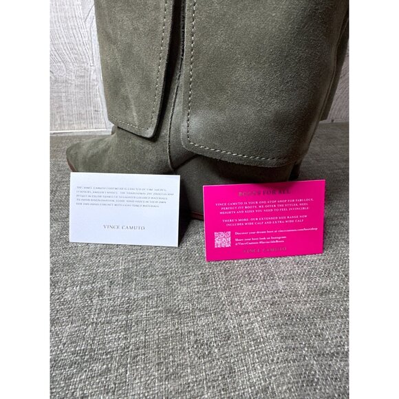 Vince Camuto VC Tibani Forrest Green Womens Sz 8.5 Suede Knee High Wedge Boots - Picture 9 of 12